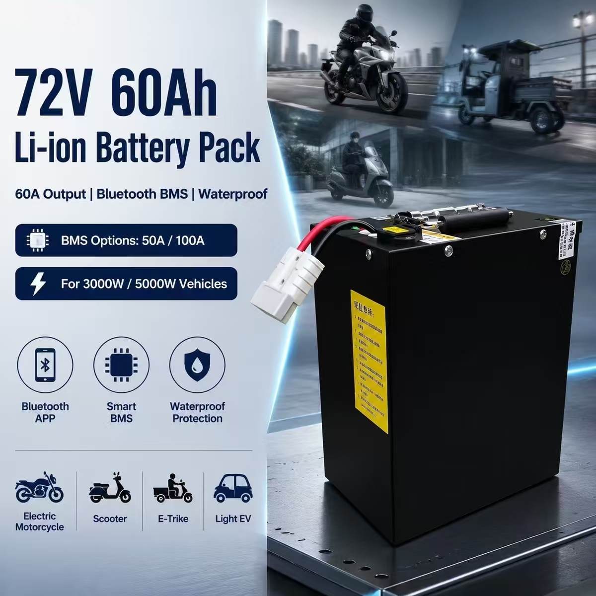 72V 60Ah 60A li-ion lithium Po - 72V 60Ah Lifepo4 Battery Pack recension och pris